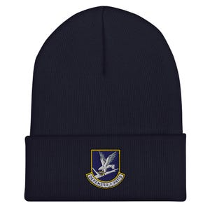 Defensor Fortis Security Forces Emblem | Defender Shield | Tactical Eagle Emblem Embroidered Cuffed Beanie