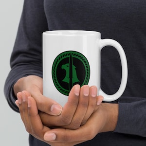 CIA Green Badger Emblem – Covert Ops Intelligence Patch | Spy Agency Collectible, Special Ops Badge White glossy mug