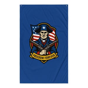 Patriotic Revolutionary War Skull Flag – Freedom Forever Emblem