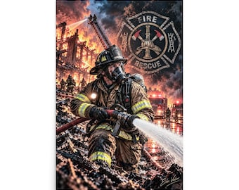 Firefighter Rescue Wall Art | Structural Firefighter | First Responder Decor | Echo Valor Poster