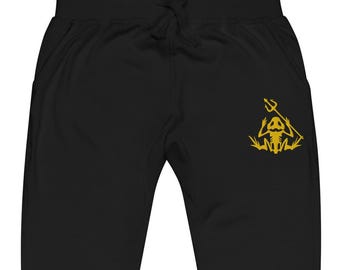 Froschmann & Dreizack Emblem | Knochen Frosch Amphibien Krieger | Taktische Frosch-Schädel gestickte Unisex Fleece-Jogginghose