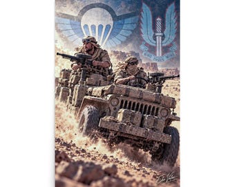 WWII British Desert Raiders Wall Art | North Africa Special Operations Jeep Poster | Vintage Military Art | Echo Valor Poster