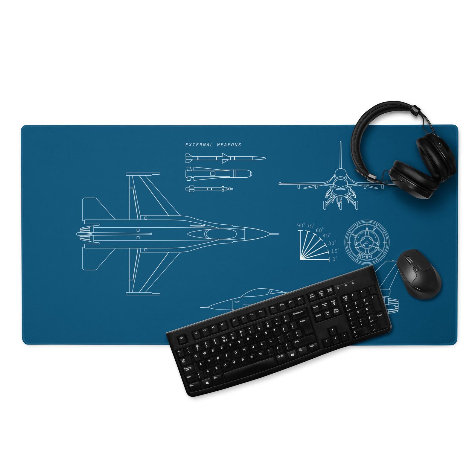 Blueprint Table Mat F-16 Fighting Falcon Blueprint Desk Mat – Aviation Engineering, Gaming ...