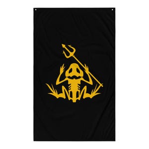 Frogman & Trident Skeleton Emblem | Bone Frog Amphibious Warrior | Tactical Frog Skull Flag