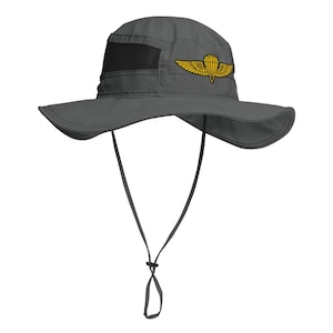 Navy Marine Corps Jump Wings Emblem – Military Parachutist Badge Design – Airborne Wings Embroidered Columbia Boonie Hat