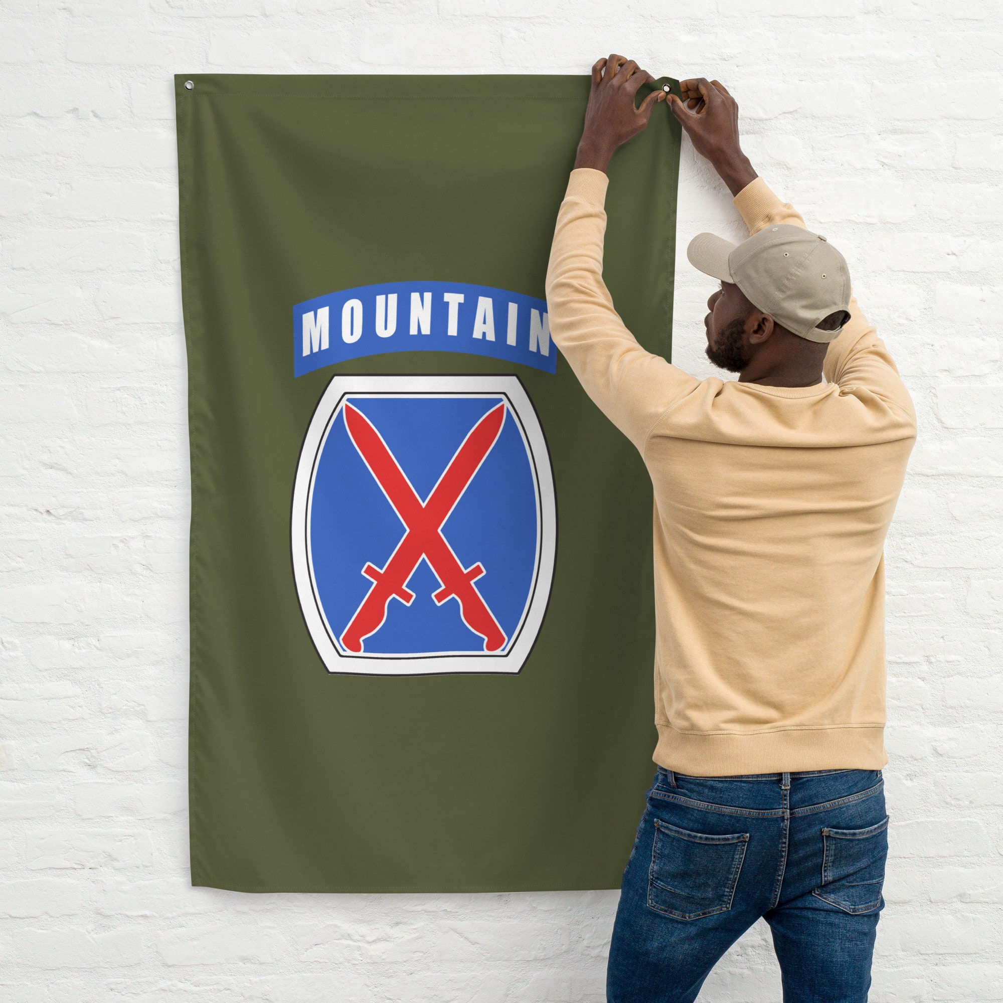 Flagge Der 10. Bergdivision – 90 X 150 Cm, Polyester, Doppelseitig Bedruckt, Mit Messingösen
