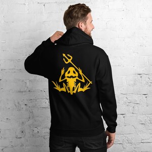 Frogman & Trident Skeleton Emblem | Bone Frog Amphibious Warrior | Tactical Frog Skull Unisex Hoodie