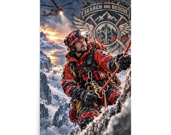 Search and Rescue Operator Poster | Vertical Rescue Wall Art | Echo Valor SAR Poster