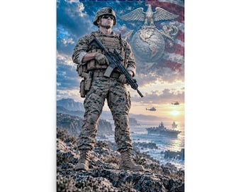 Modern Marine Infantry Wall Art | Military Soldier Poster | Patriotic Veteran Decor | Tactical Combat Art | Echo Valor Poster