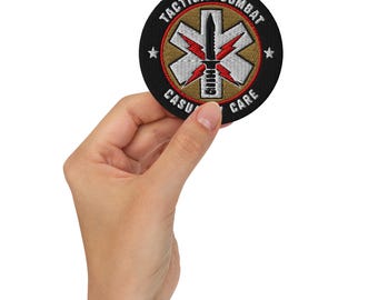 Distintivo de Primeiros Socorros Militares para Atendimento Tático a Vítimas de Combate (TCCC) - Médico de Combate | Patch bordado termocolante para Médico Tático