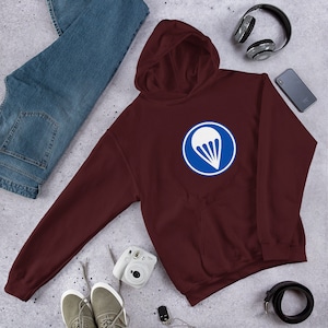 Sudadera con capucha unisex con emblema de gorra de paracaidista aerotransportado de la Segunda Guerra Mundial
