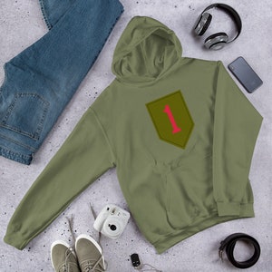 1re Division d&#39;infanterie de l&#39;armée de terre – Grand écusson rouge | Emblème de l&#39;armée américaine, objet de collection militaire de la Seconde Guerre mondiale, cadeau de vétéran - Sweat à capuche unisexe