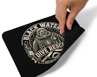 Does Not Dive Well With Others | Black Water Dive Rescue Design | Dark Diver Humor Mouse pad