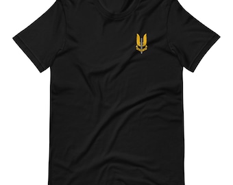 British Special Air Service SAS Gold Emblem | Who Dares Wins Insignia | British Special Forces Badge Unisex t-shirt
