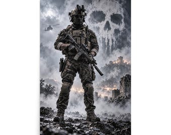Shadow Warrior Wall Art | War on Terror Tier One Operator Poster | Dark Special Operations Art | Echo Valor Poster