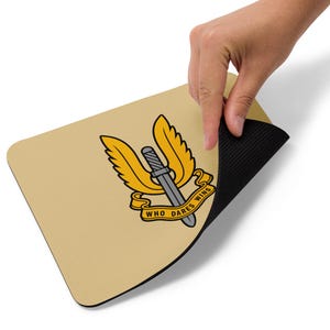 British Special Air Service SAS Gold Emblem | Who Dares Wins Insignia | British Special Forces Badge Mouse Pad