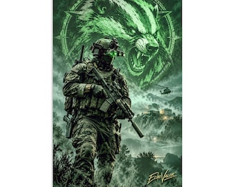 Green Badger Operator Wall Art | Tier One Night Mission Poster | Special Operations Tactical Decor | Echo Valor Poster