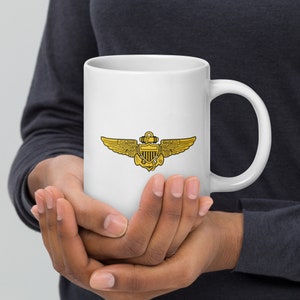 Naval Aviator Aviation Wings White glossy mug