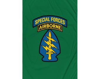 Army Special Forces Airborne Tab – Arrowhead Dagger & Lightning Bolts | SF Airborne Patch Flag