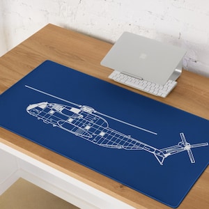 Sikorsky CH-53K King Stallion Blueprint Desk Mat | Heavy Lift Helicopter Technical Wire Diagram Gaming mouse pad