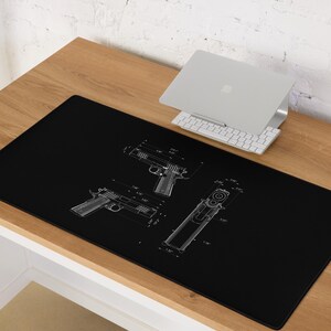 1911 .45 Pistol Exploded Diagram Desk Mat – Extended Mouse Pad (36x18)