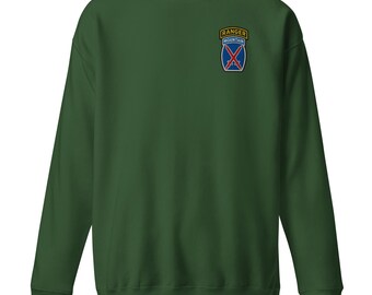Bluza unisex premium z haftowanym emblematem wojskowym 10. Dywizji Górskiej Ranger Tab Tribute