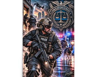 Law Enforcement Tactical Operator Wall Art | Police SWAT Poster | Thin Blue Line First Responder Decor | Echo Valor Poster