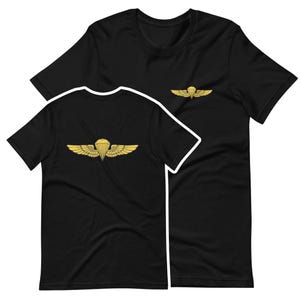Navy and Marine Corps Parachutist Badge – Military Jump Wings Emblem – USN USMC Airborne Unisex t-shirt