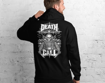 Death on Call JTAC Emblem – Tactical Skull Headset Military Air Support Tribute Unisex Hoodie