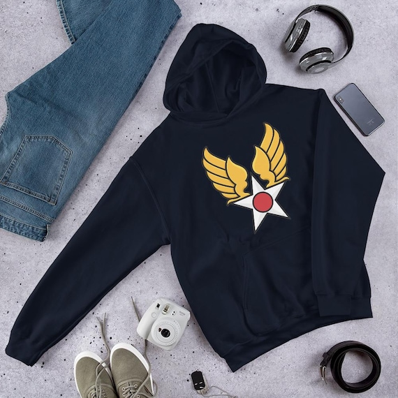 Vintage Air Force Wings Emblem | Military Aviation Insignia | Veteran Heritage Symbol Unisex Hoodie