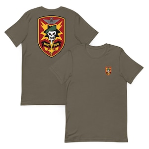 Camiseta unissex do Comando de Assistência Militar do Vietnã - Grupo de Estudos e Observações (MACV-SOG)