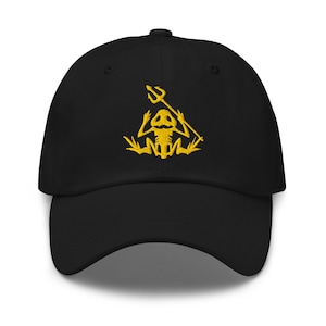 Frogman & Trident Skeleton Emblem | Bone Frog Amphibious Warrior | Tactical Frog Skull Embroidered Dad hat