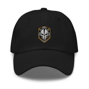 Gorra de papá bordada con el emblema de calavera de Ghost Operator, diseño táctico militar y moral.