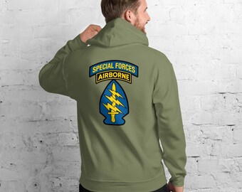 Army Special Forces Airborne Tab – Arrowhead Dagger & Lightning Bolts | SF Airborne Patch Unisex Hoodie