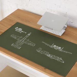 A-10 Warthog Blueprint Desk Mat – Aviation Gaming Mouse Pad (36x18)