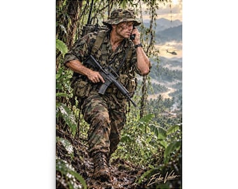 Combat Communications Operator | PRC-77 Radio Soldier Art | M81 Woodland Military Print | Echo Valor Poster