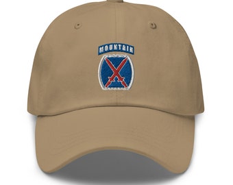 Gorra de papá de la 10.ª División de Montaña, camuflaje verde bordado (correa ajustable)