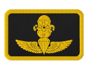 Marine Recon SCUBA Bubble and Jump Wings Emblem – Gold Military Parachutist Diver Insignia Embroidered Tactical Patches