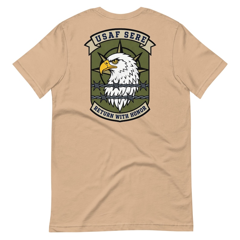 Emblema SERE de la USAF – Regreso con Honor Diseño de Parche Militar / Insignia de Supervivencia, Evasión, Resistencia y Escape Camiseta imagen 4