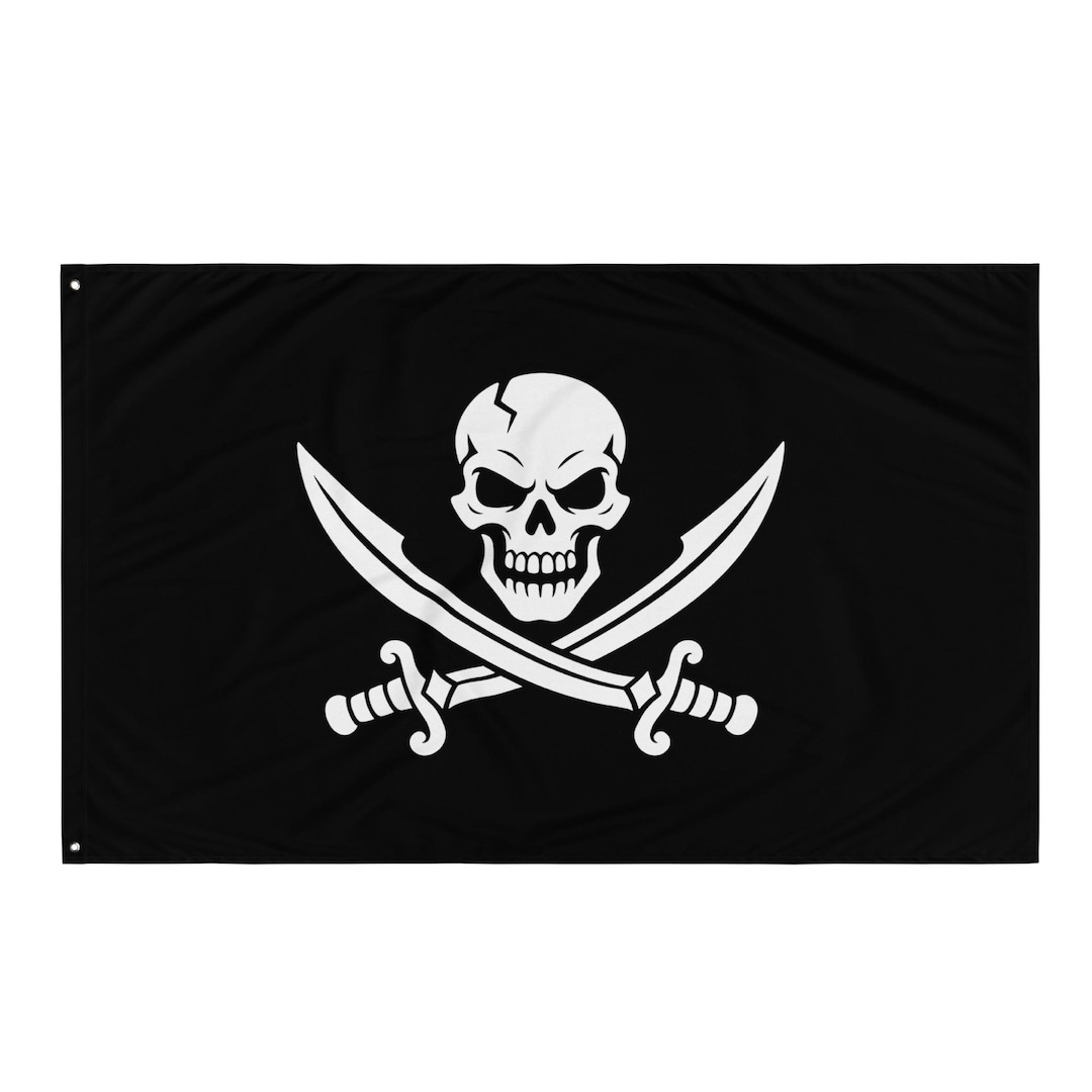 Jolly Roger Pirate Emblem – Skull and Crossed Swords Design – Historic ...