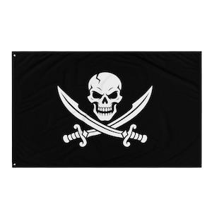 Jolly Roger Piraten Emblem - Schädel und gekreuzte Schwerter Design - Von der historischen Piratenflagge inspirierte Flagge