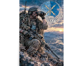Special Recon Operator Wall Art | Modern Reconnaissance Military Art | Grey Beret Tactical Overwatch Decor | Echo Valor Poster