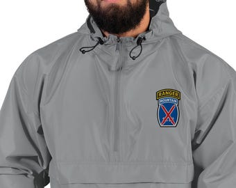 Kurtka Champion Packable z haftowanym emblematem wojskowym 10. Dywizji Górskiej Ranger Tab Tribute
