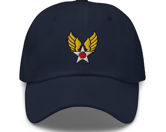 Vintage Air Force Wings Emblem | Military Aviation Insignia | Veteran Heritage Symbol Embroidered Dad hat