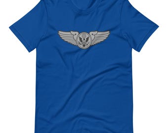 USAF Enlisted Aircrew Basic Wings | Air Force Aviation Badge Tribute | Military Flight Crew Emblem Unisex t-shirt