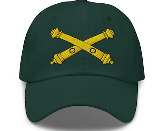 US Army Field Artillery Emblem | Crossed Cannons Military Insignia Embroidered Dad hat