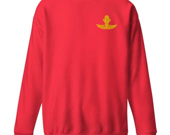 Marine Recon SCUBA Bubble and Jump Wings Emblem – Gold Military Parachutist Diver Insignia Embroidered Unisex Premium Sweatshirt