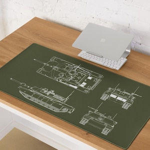 Tapis de bureau M1 Abrams Tank Blueprint - Tapis de souris de jeu étendu