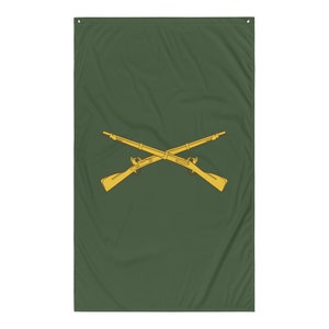 Army Infantry Crossed Rifles – Queen of the Battle Badge – U.S. Military Infantry Emblem Flag