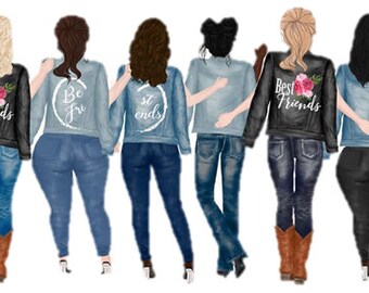 Best Friends Drawing Etsy